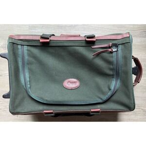 Orvis Vintage Green Canvas & Leather Wheeled Carry-On Duffel Bag 19x13x8